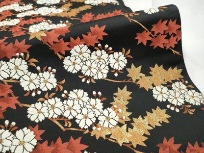 平和屋着物●六通柄袋帯　唐織　枝桜文　黒地　金糸　正絹　逸品　CABE4739hy