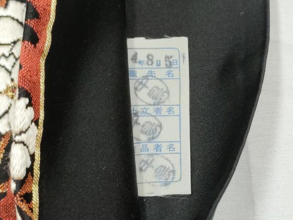 平和屋着物●六通柄袋帯　唐織　枝桜文　黒地　金糸　正絹　逸品　CABE4739hy
