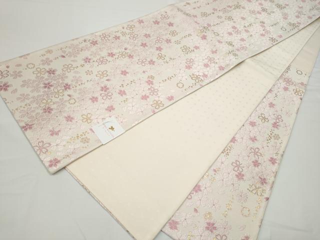 平和屋着物●松田聖子　SEIKOMATSUDA　六通柄袋帯　唐織　舞桜文　金糸　正絹　逸品　CABE4747hy
