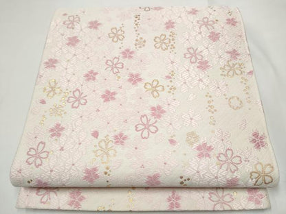 平和屋着物●松田聖子　SEIKOMATSUDA　六通柄袋帯　唐織　舞桜文　金糸　正絹　逸品　CABE4747hy
