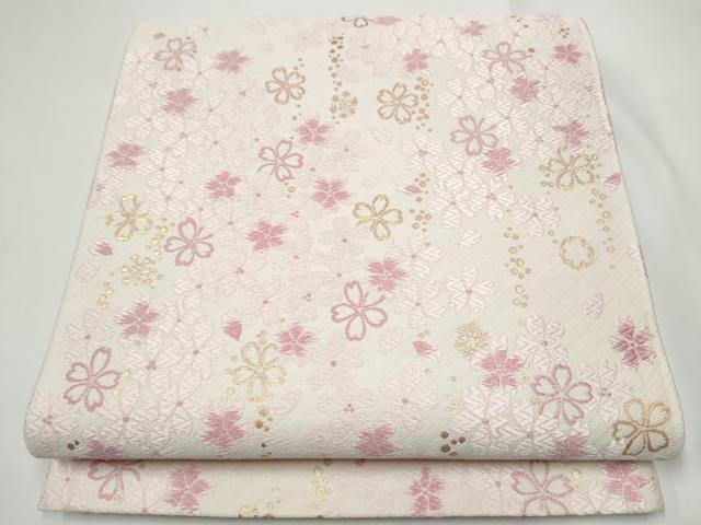 平和屋着物●松田聖子　SEIKOMATSUDA　六通柄袋帯　唐織　舞桜文　金糸　正絹　逸品　CABE4747hy