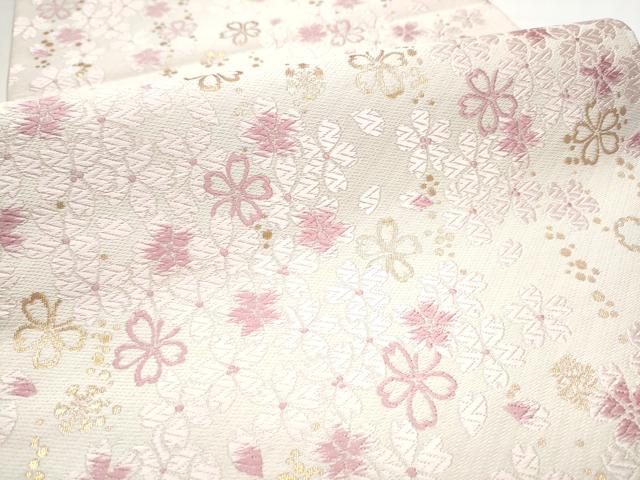 平和屋着物●松田聖子　SEIKOMATSUDA　六通柄袋帯　唐織　舞桜文　金糸　正絹　逸品　CABE4747hy