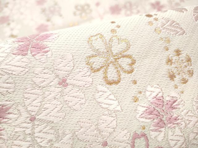 平和屋着物●松田聖子　SEIKOMATSUDA　六通柄袋帯　唐織　舞桜文　金糸　正絹　逸品　CABE4747hy