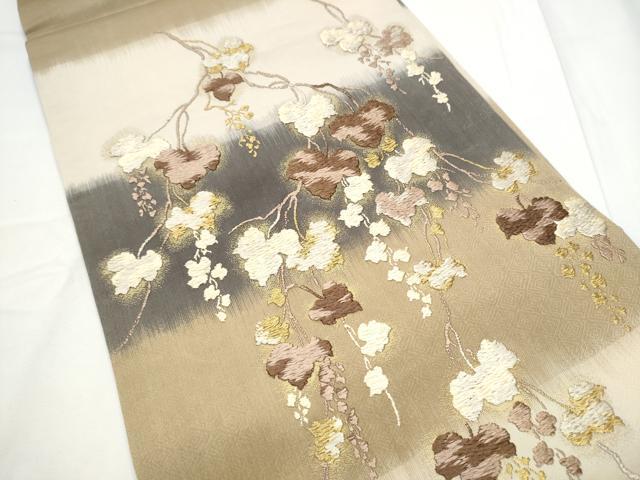 平和屋着物▽西陣の名門　加納幸謹製　六通柄袋帯　スリーシーズン　春夏秋　蔦の葉文　金糸　正絹　逸品　CABE4752hy