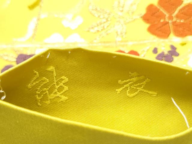 平和屋着物●西陣　河合美術織物謹製　六通柄袋帯　唐織　能衣　枝垂れ桜文　金糸　正絹　逸品　CABE4754hy 平和屋着物○西陣 河合美術織物謹製 六通柄袋帯 唐織 能衣