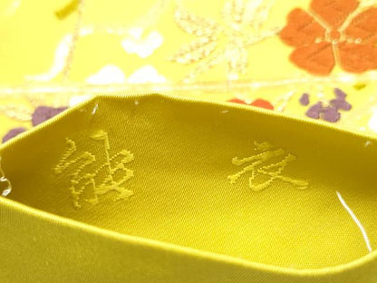 平和屋着物●西陣　河合美術織物謹製　六通柄袋帯　唐織　能衣　枝垂れ桜文　金糸　正絹　逸品　CABE4754hy