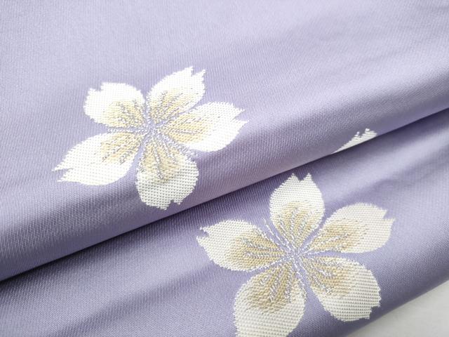 平和屋着物●世界的人形師　辻村寿三郎　ジュサブロー　六通柄袋帯　舞桜文　銀糸　正絹　逸品　CABE4759hy