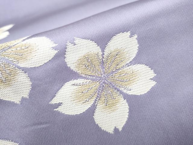 平和屋着物●世界的人形師　辻村寿三郎　ジュサブロー　六通柄袋帯　舞桜文　銀糸　正絹　逸品　CABE4759hy