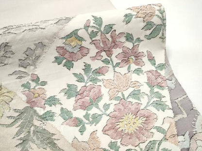 平和屋着物●太鼓柄袋帯　すくい織　切嵌草花文　金糸　正絹　逸品　CABE4764hy
