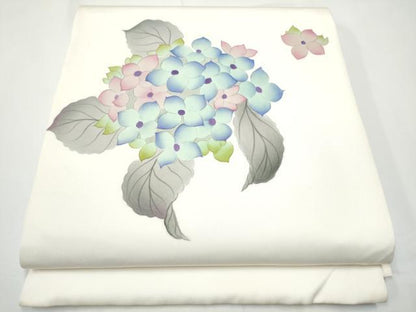 平和屋着物●塩瀬　太鼓柄袋帯　手描き　紫陽花　正絹　逸品　CABE4778hy