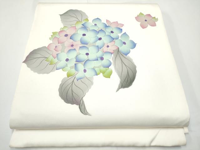 平和屋着物●塩瀬　太鼓柄袋帯　手描き　紫陽花　正絹　逸品　CABE4778hy