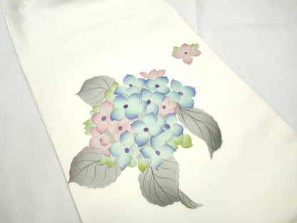 平和屋着物●塩瀬　太鼓柄袋帯　手描き　紫陽花　正絹　逸品　CABE4778hy