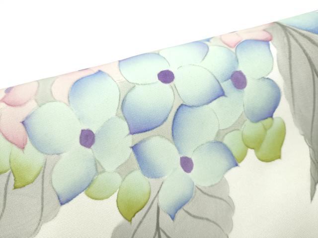 平和屋着物●塩瀬　太鼓柄袋帯　手描き　紫陽花　正絹　逸品　CABE4778hy