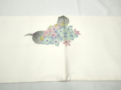 平和屋着物●塩瀬　太鼓柄袋帯　手描き　紫陽花　正絹　逸品　CABE4778hy
