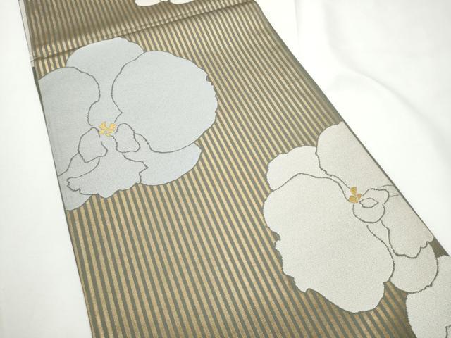平和屋着物●世界的人形師　辻村寿三郎　ジュサブロー　六通柄袋帯　胡蝶蘭　金糸　正絹　逸品　CABE4779hy