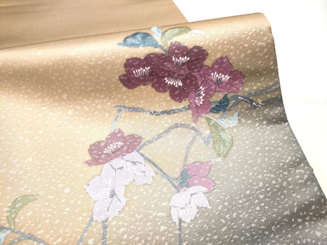 平和屋着物●染色作家　草野一騎　太鼓柄袋帯　枝花文　引箔　正絹　逸品　未使用　CABE4796hy