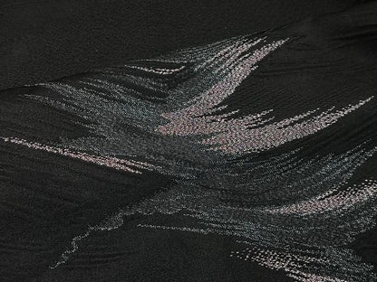 平和屋着物＃羽織　刺繍　霞文　黒地　金銀糸　正絹　逸品　CABE4807ua