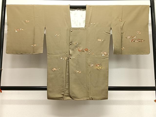 平和屋着物∞道行コート　駒刺繍　草花文　金彩　正絹　逸品　未使用　CABE4812ua