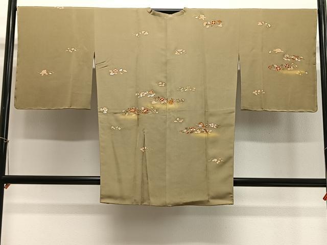 平和屋着物∞道行コート　駒刺繍　草花文　金彩　正絹　逸品　未使用　CABE4812ua