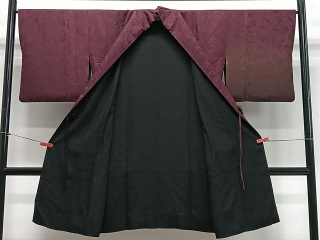 平和屋着物∞道中着　リバーシブル　花唐草地紋　暈し染め　ロング丈　正絹　逸品　CABE4815ua 平和屋着物∞道中着 リバーシブル 花唐草地紋 暈し染め ロング丈 正絹