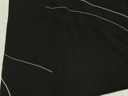 平和屋着物∞道中着　舞蝶紐文　黒地　ロング丈　正絹　逸品　CABE4817ua