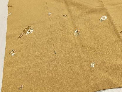 平和屋着物∞道行コート　総刺繍　流水花文　金糸　ロング丈　正絹　逸品　CABE4818ua