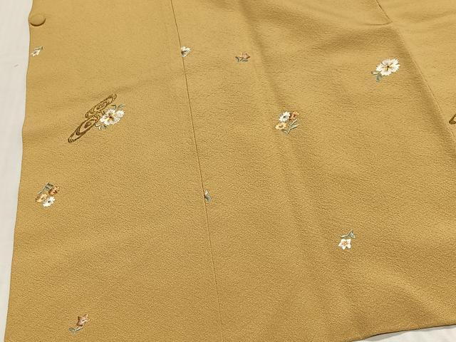 平和屋着物∞道行コート　総刺繍　流水花文　金糸　ロング丈　正絹　逸品　CABE4818ua
