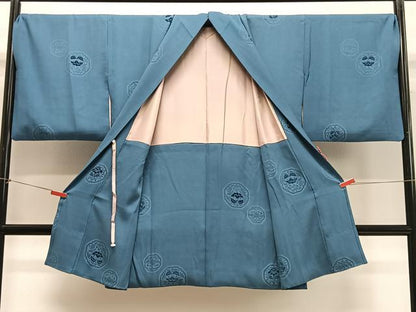 平和屋着物∞道中着　輪奈ビロード　絵皿花文　ロング丈　正絹　逸品　CABE4824ua
