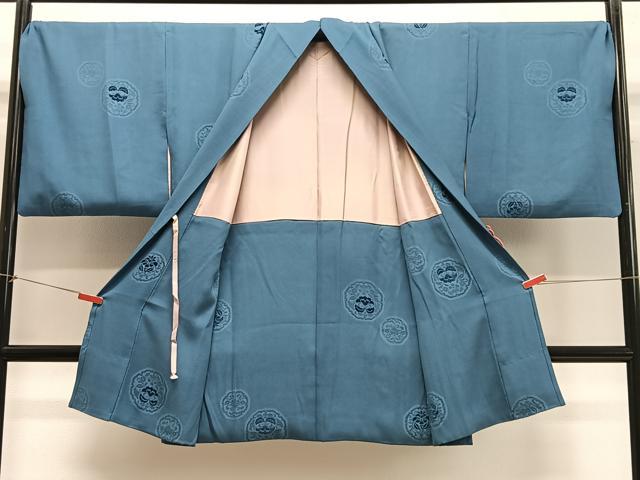 平和屋着物∞道中着　輪奈ビロード　絵皿花文　ロング丈　正絹　逸品　CABE4824ua