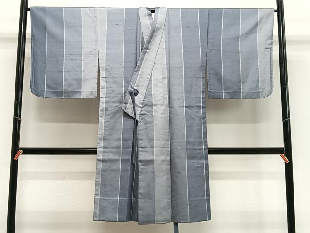 平和屋着物∞道中着　紬地　縞　ロング丈　正絹　逸品　CABE4830ua