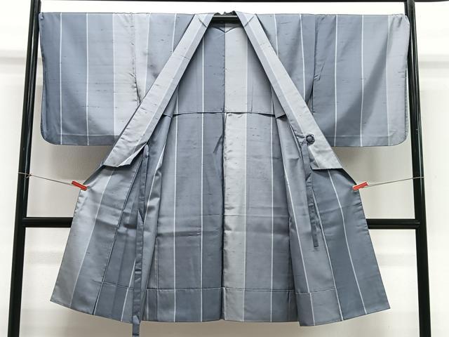 平和屋着物∞道中着　紬地　縞　ロング丈　正絹　逸品　CABE4830ua