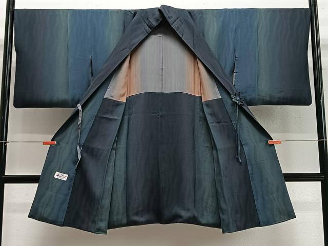 平和屋着物∞道中着　縞　暈し染め　やまと誂製　正絹　逸品　CABE4836ua