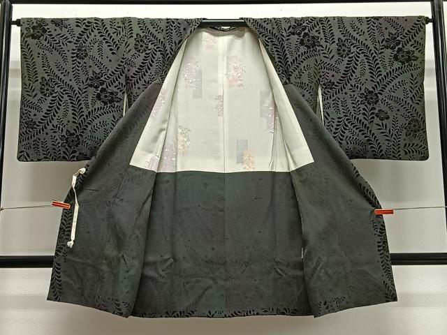 平和屋着物∞道行コート　輪奈ビロード　辻が花　ロング丈　正絹　逸品　CABE4838ua