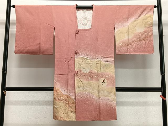 平和屋着物∞道行コート　刺繍　芝草雪輪文　金彩　ロング丈　正絹　逸品　未使用　CABE4839ua
