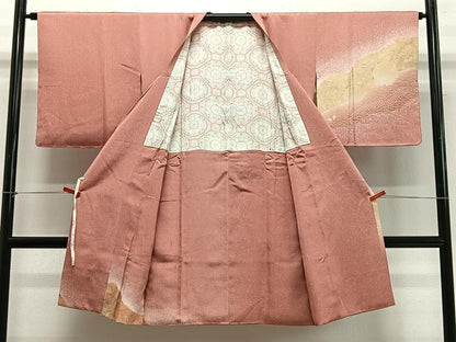 平和屋着物∞道行コート　刺繍　芝草雪輪文　金彩　ロング丈　正絹　逸品　未使用　CABE4839ua
