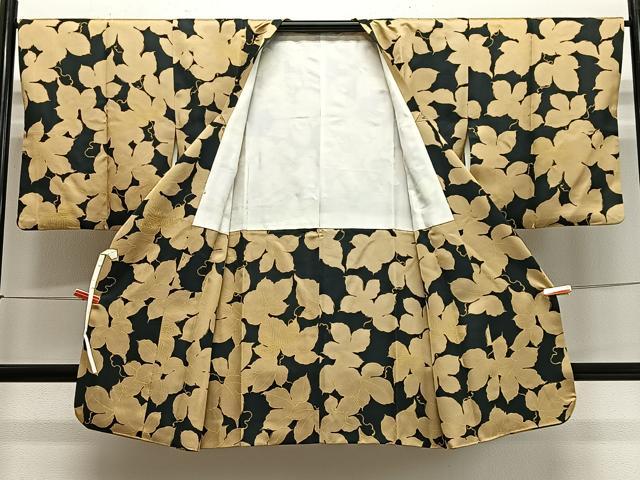 平和屋着物∞道行コート　蔦の葉文　ロング丈　正絹　逸品　CABE4841ua