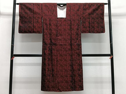 平和屋着物∞道行コート　雨コート　草花文　ロング丈　正絹　逸品　CABE4844ua