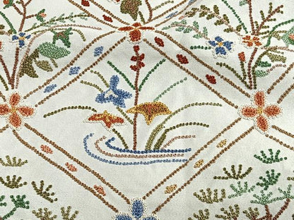 平和屋着物∞中国三大刺繍　相良刺繍　総刺繍　袖無し羽織　格子花文　正絹　逸品　CABE4847ua
