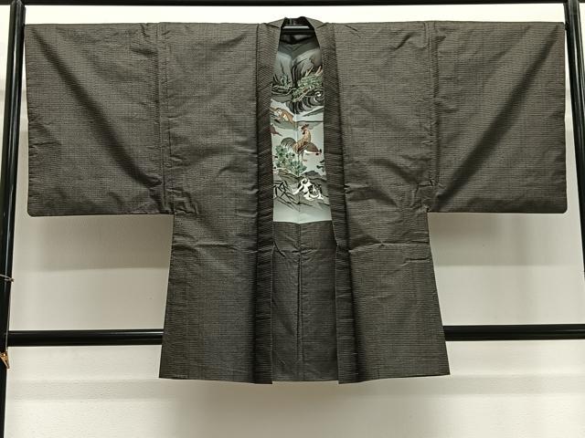 平和屋着物∞男性　羽織　本場大島紬　100亀甲　総詰め　龍　虎　猿　正絹　逸品　CABE4848ua