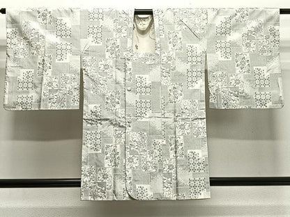 平和屋着物∞道中着　紬地　色紙花文　正絹　逸品　CABE4849ua
