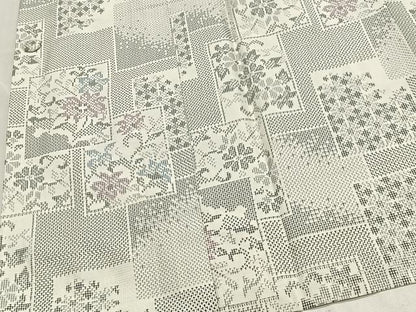 平和屋着物∞道中着　紬地　色紙花文　正絹　逸品　CABE4849ua