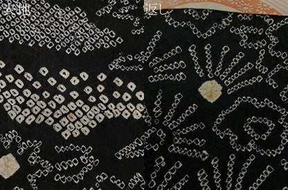 平和屋着物∞道中着　総絞り　草花文　黒地　正絹　逸品　CABE4850ua