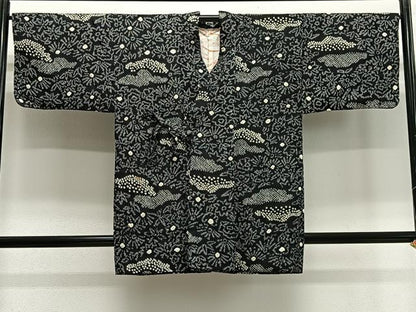 平和屋着物∞道中着　総絞り　草花文　黒地　正絹　逸品　CABE4850ua