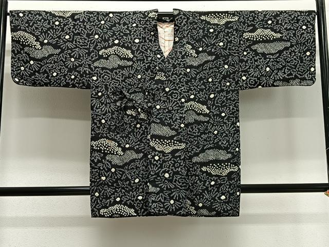 平和屋着物∞道中着　総絞り　草花文　黒地　正絹　逸品　CABE4850ua