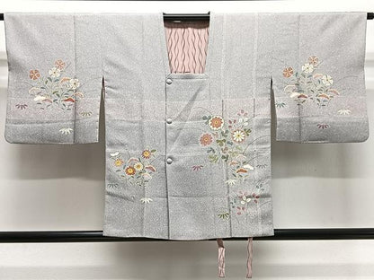 平和屋着物∞京友禅の第一人者　松井青々　道行コート　草花文　金彩　正絹　逸品　CABE4851ua