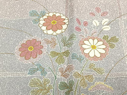 平和屋着物∞京友禅の第一人者　松井青々　道行コート　草花文　金彩　正絹　逸品　CABE4851ua