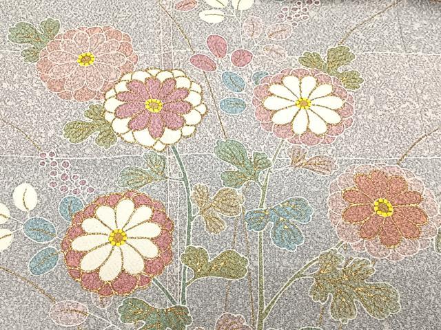 平和屋着物∞京友禅の第一人者　松井青々　道行コート　草花文　金彩　正絹　逸品　CABE4851ua
