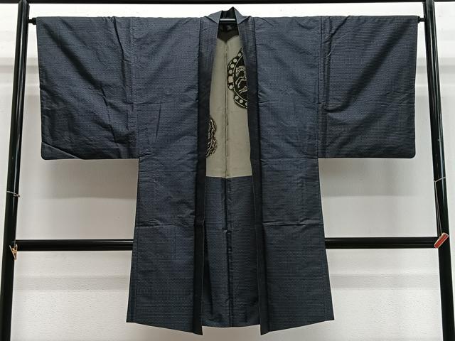 平和屋着物∞男性　長羽織　本場大島紬　80亀甲　総詰め　正絹　逸品　CABE4852ua