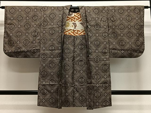 平和屋着物∞本場大島紬　龍郷絣　羽織　花菱文　正絹　逸品　CABE4853ua