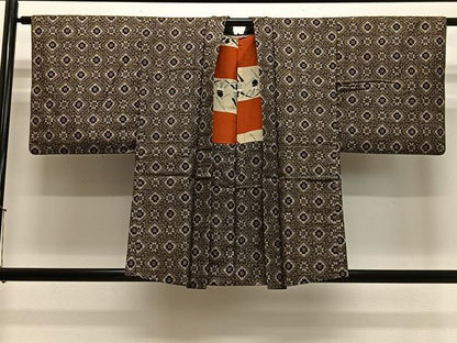 平和屋着物∞本場大島紬　龍郷絣　羽織　花菱文　正絹　逸品　CABE4854ua